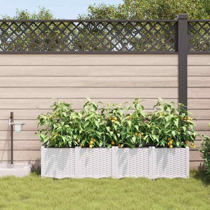 Garden Planter 4 pcs White Steel