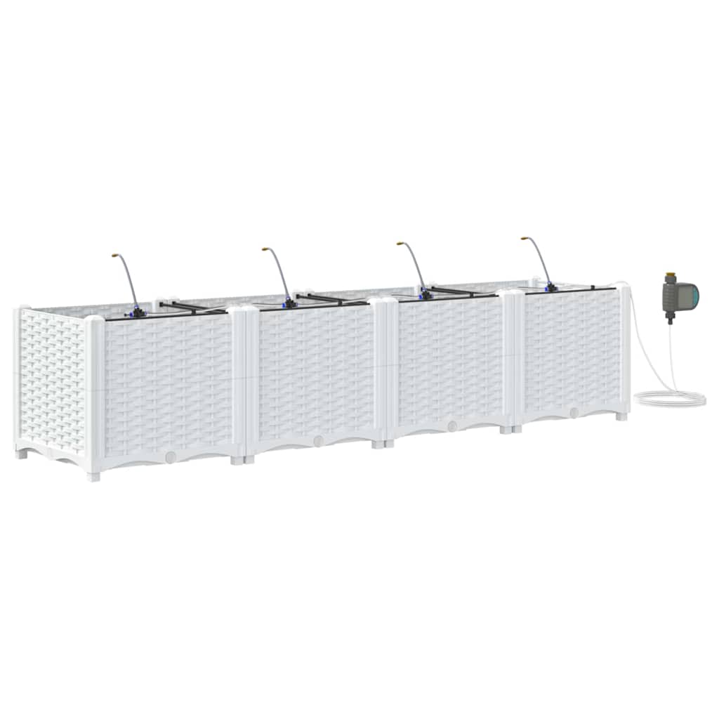 Garden Planter 4 pcs White Steel