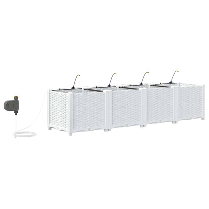 Garden Planter 4 pcs White Steel