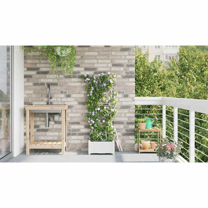 Garden Planter White 40 x 40 x 126 cm Plastic