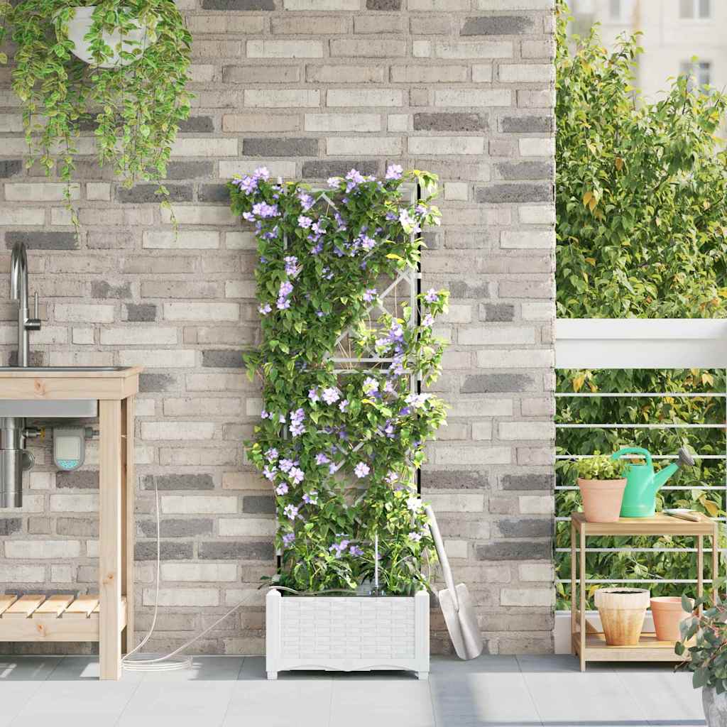 Garden Planter White 40 x 40 x 126 cm Plastic