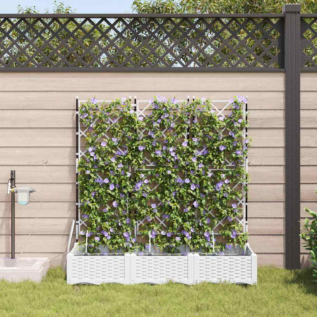 Garden Planter 3 pcs White 120 x 40 x 126 cm Plastic