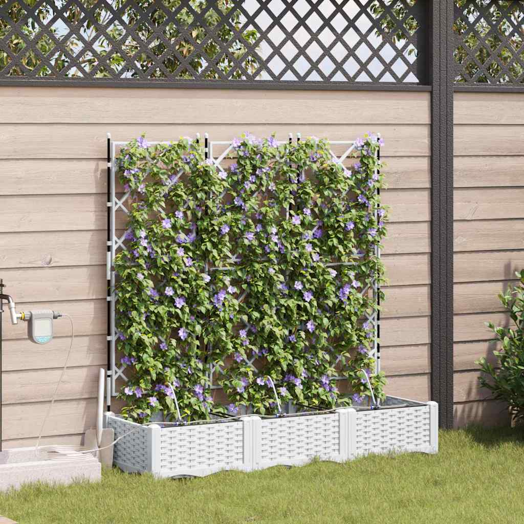 Garden Planter 3 pcs White 120 x 40 x 126 cm Plastic