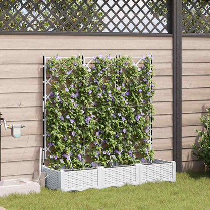 Garden Planter 3 pcs White 120 x 40 x 126 cm Plastic