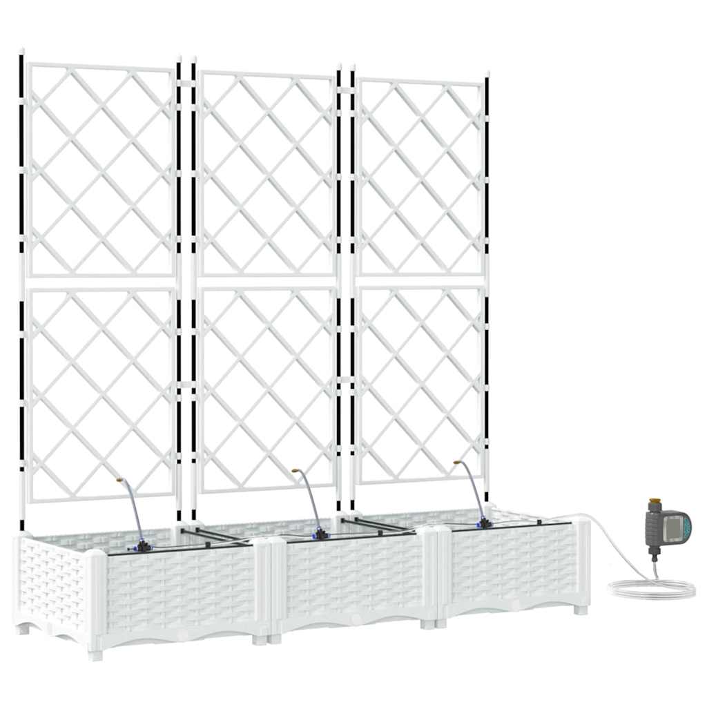 Garden Planter 3 pcs White 120 x 40 x 126 cm Plastic
