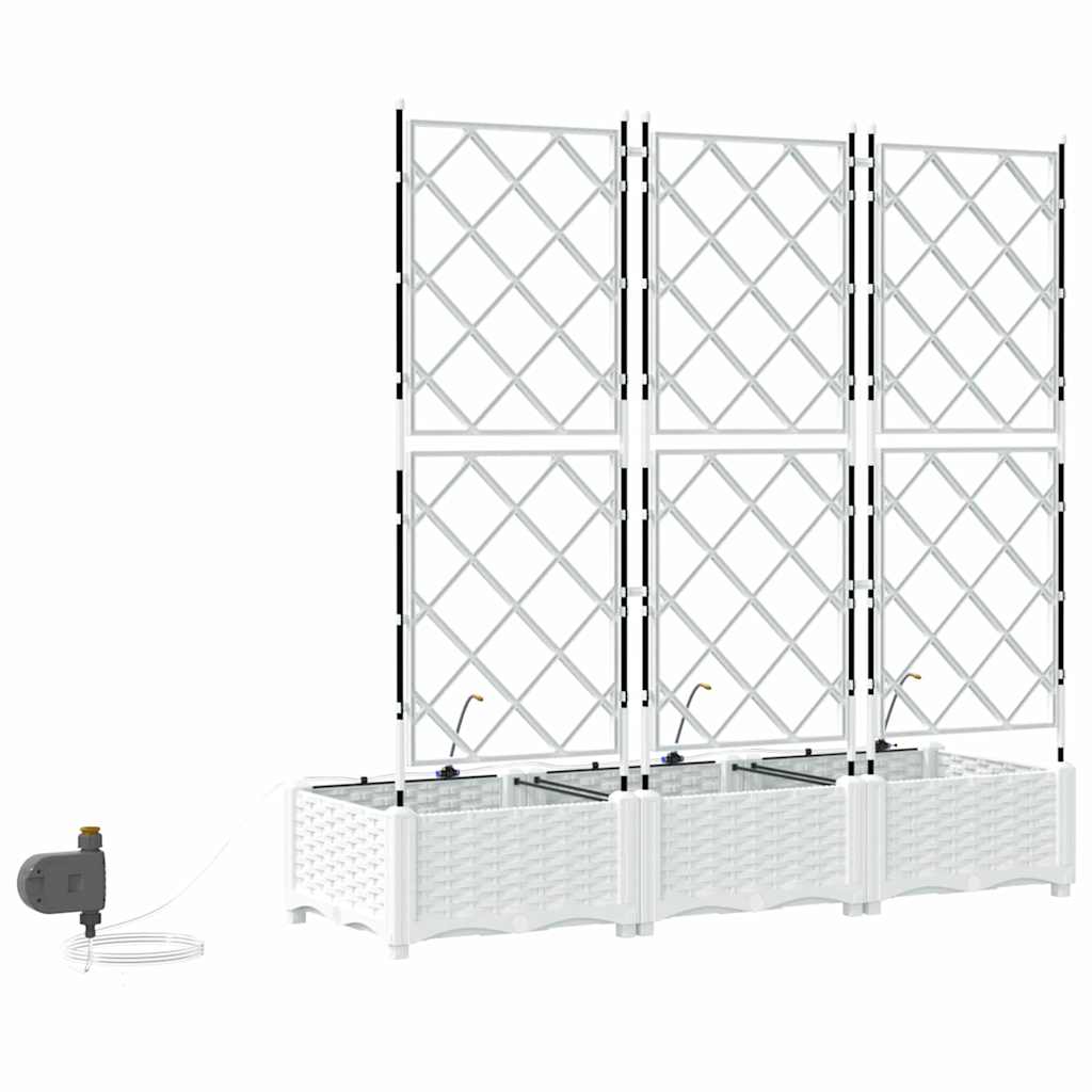 Garden Planter 3 pcs White 120 x 40 x 126 cm Plastic
