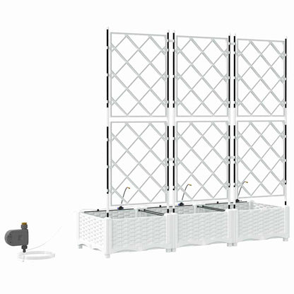 Garden Planter 3 pcs White 120 x 40 x 126 cm Plastic
