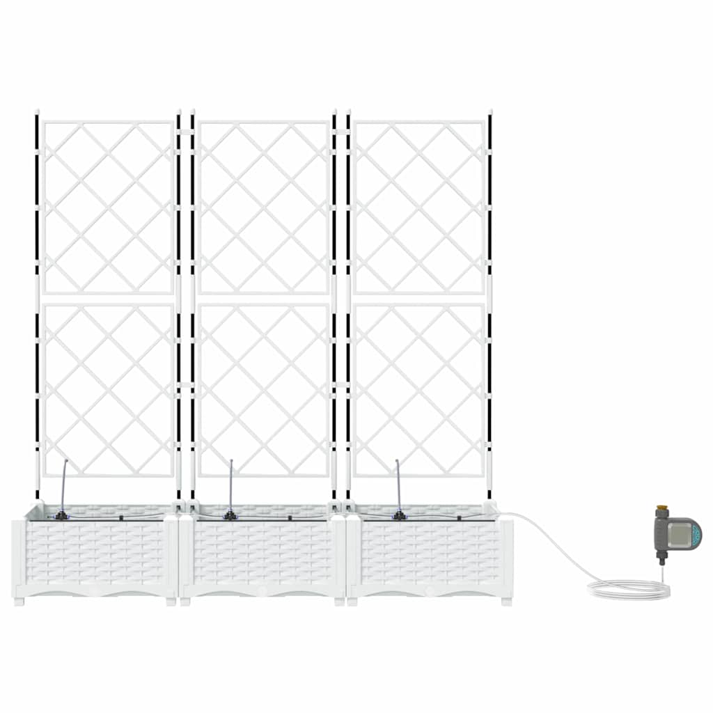 Garden Planter 3 pcs White 120 x 40 x 126 cm Plastic