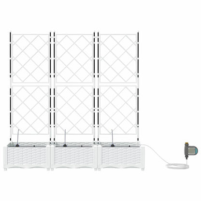 Garden Planter 3 pcs White 120 x 40 x 126 cm Plastic