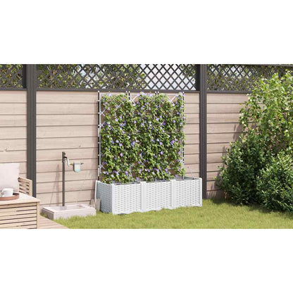 Garden Planter 3 pcs White Steel