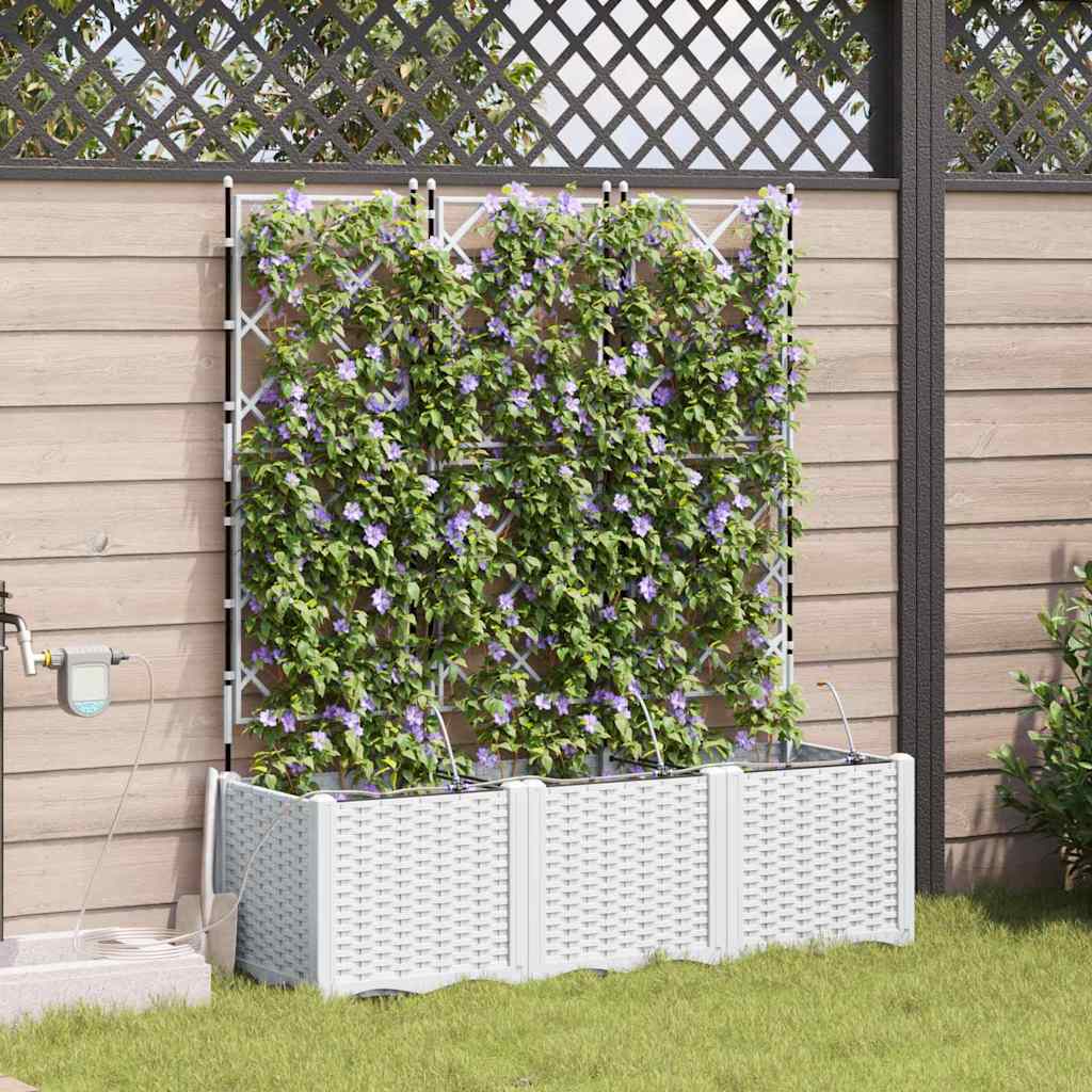 Garden Planter 3 pcs White Steel