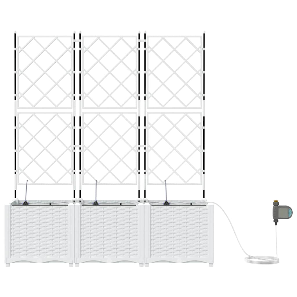 Garden Planter 3 pcs White Steel