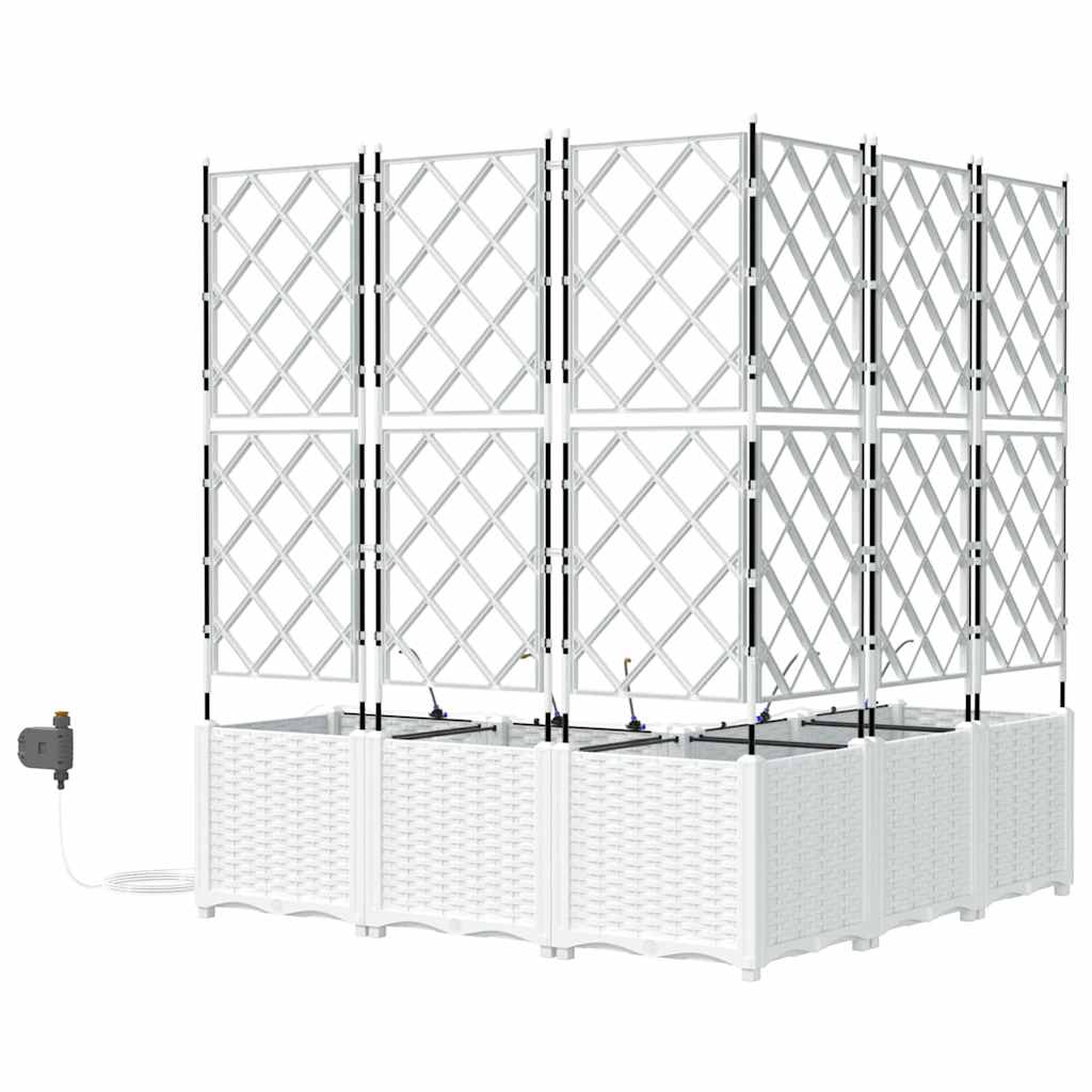 Garden Planter 5 pcs White 120 x 120 x 142 cm Plastic