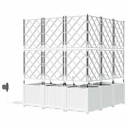 Garden Planter 5 pcs White 120 x 120 x 142 cm Plastic