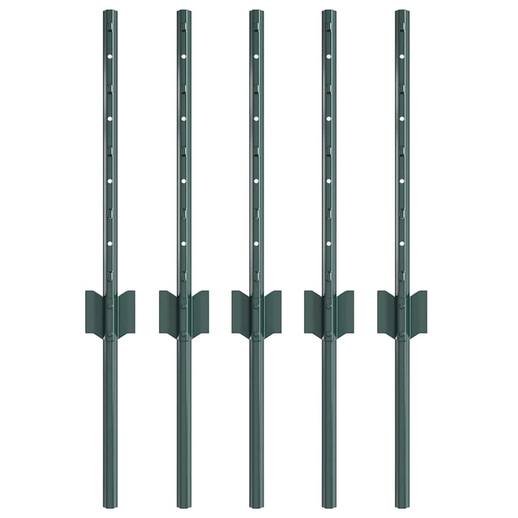 Embedded Fence Post 5 pcs Green 80 cm Powder-Coated Steel