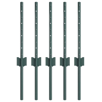 Embedded Fence Post 5 pcs Green 80 cm Powder-Coated Steel