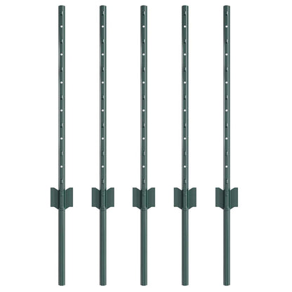 Embedded Fence Post 5 pcs Green 100 cm Powder-Coated Steel