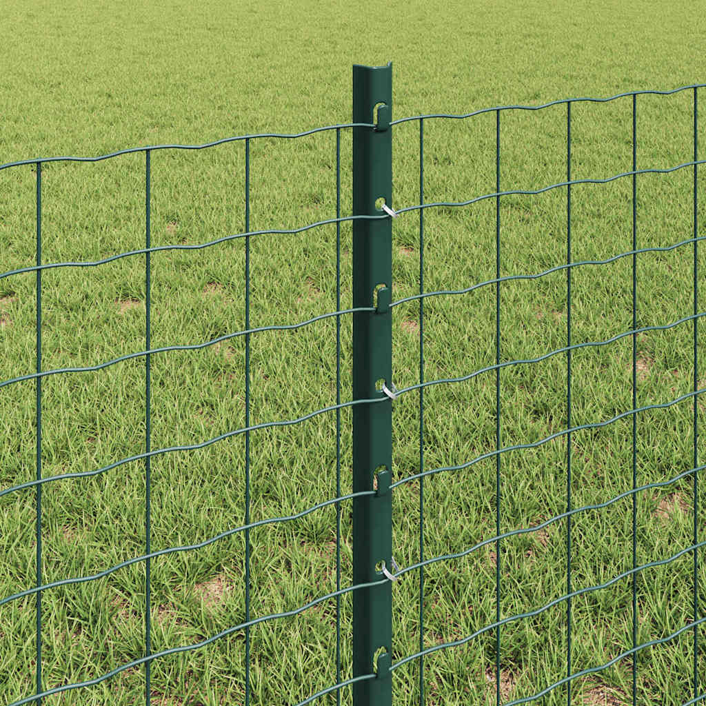 Embedded Fence Post 11 pcs Green 100 cm Powder-Coated Steel