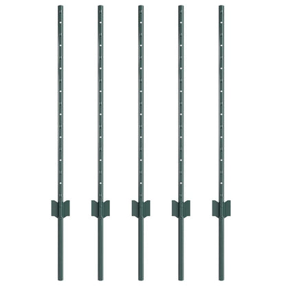 Fence Post 5 pcs Green 120 cm Steel