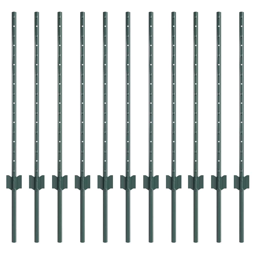 Fence Post 11 pcs Green 120 cm Steel