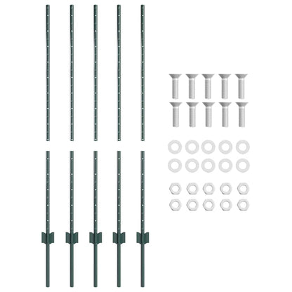 Embedded Fence Post 5 pcs Green 160 cm Powder-Coated Steel