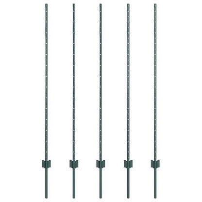 Embedded Fence Post 5 pcs Green 180 cm Powder-Coated Steel