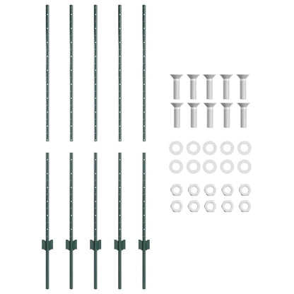 Embedded Fence Post 5 pcs Green 180 cm Powder-Coated Steel