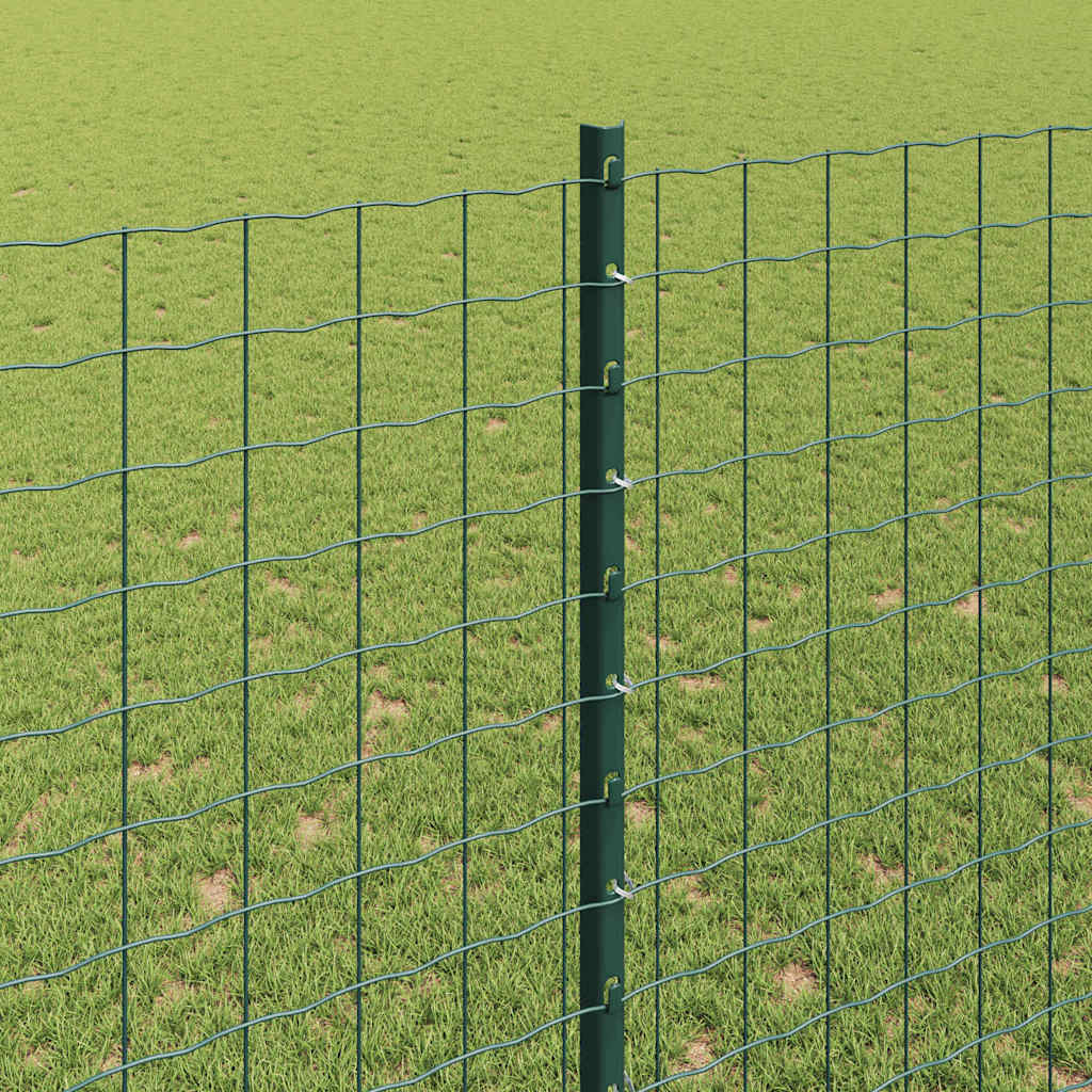 Embedded Fence Post 5 pcs Green 200 cm Powder-Coated Steel
