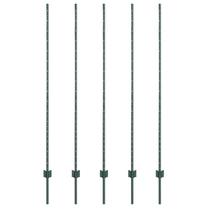 Embedded Fence Post 5 pcs Green 200 cm Powder-Coated Steel