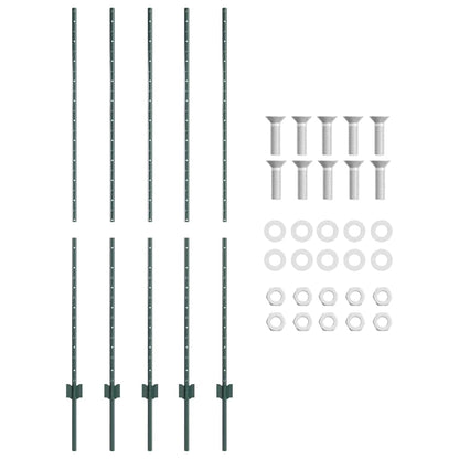 Embedded Fence Post 5 pcs Green 200 cm Powder-Coated Steel