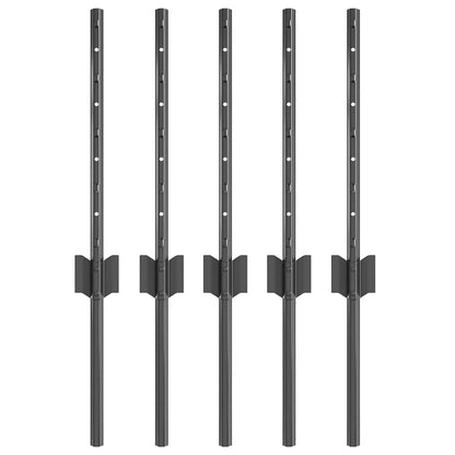 Embedded Fence Post 5 pcs Grey 80 cm Powder-Coated Steel