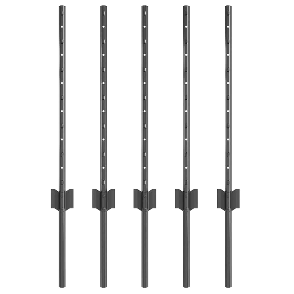 Fence Post 5 pcs Grey 60 cm Steel