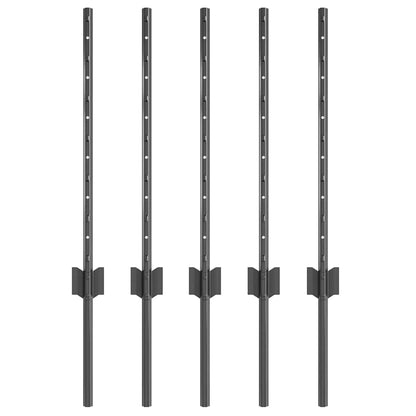 Fence Post 5 pcs Grey 60 cm Steel