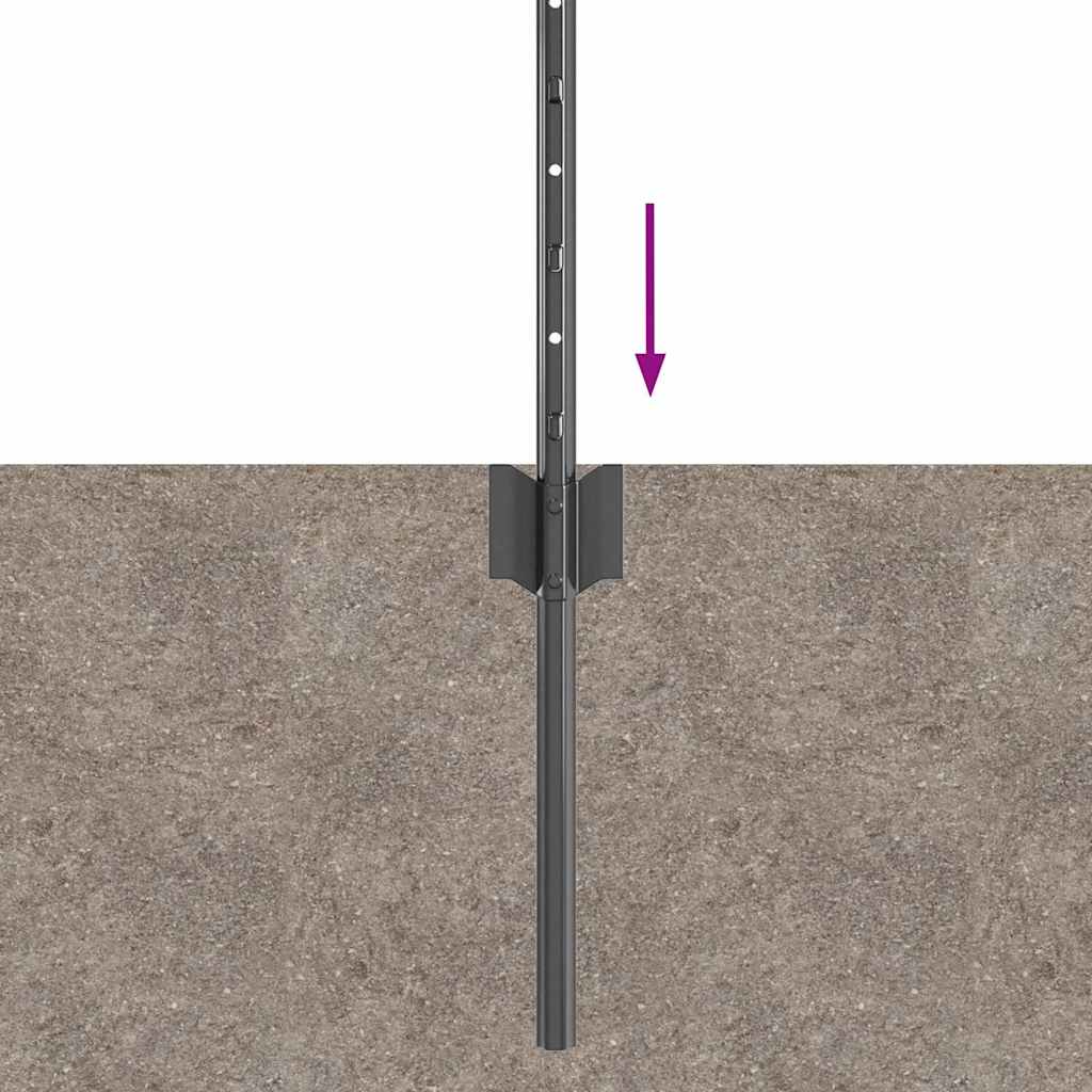 Fence Post 5 pcs Grey 60 cm Steel