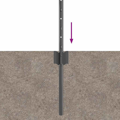 Fence Post 5 pcs Grey 60 cm Steel