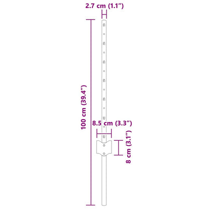 Fence Post 5 pcs Grey 60 cm Steel