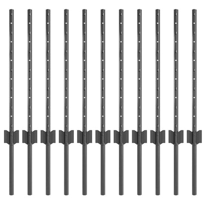 Embedded Fence Post 11 pcs Grey 100 cm Powder-Coated Steel