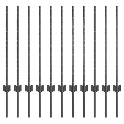 Fence Post 11 pcs Grey 80 cm Steel