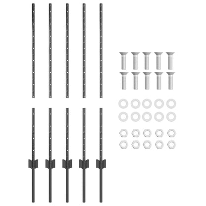 Embedded Fence Post 5 pcs Grey 140 cm Powder-Coated Steel