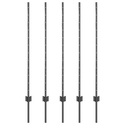 Fence Post 5 pcs Grey 120 cm Steel