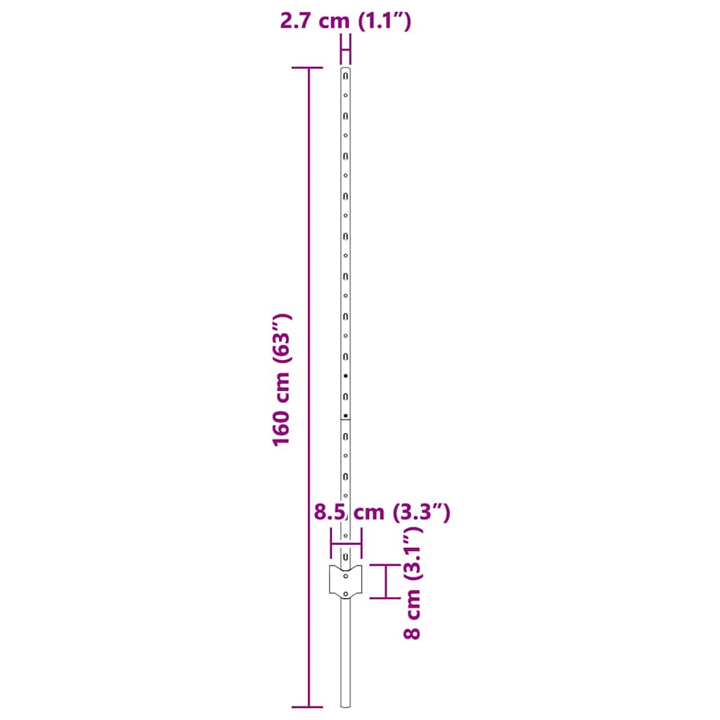 Fence Post 5 pcs Grey 120 cm Steel