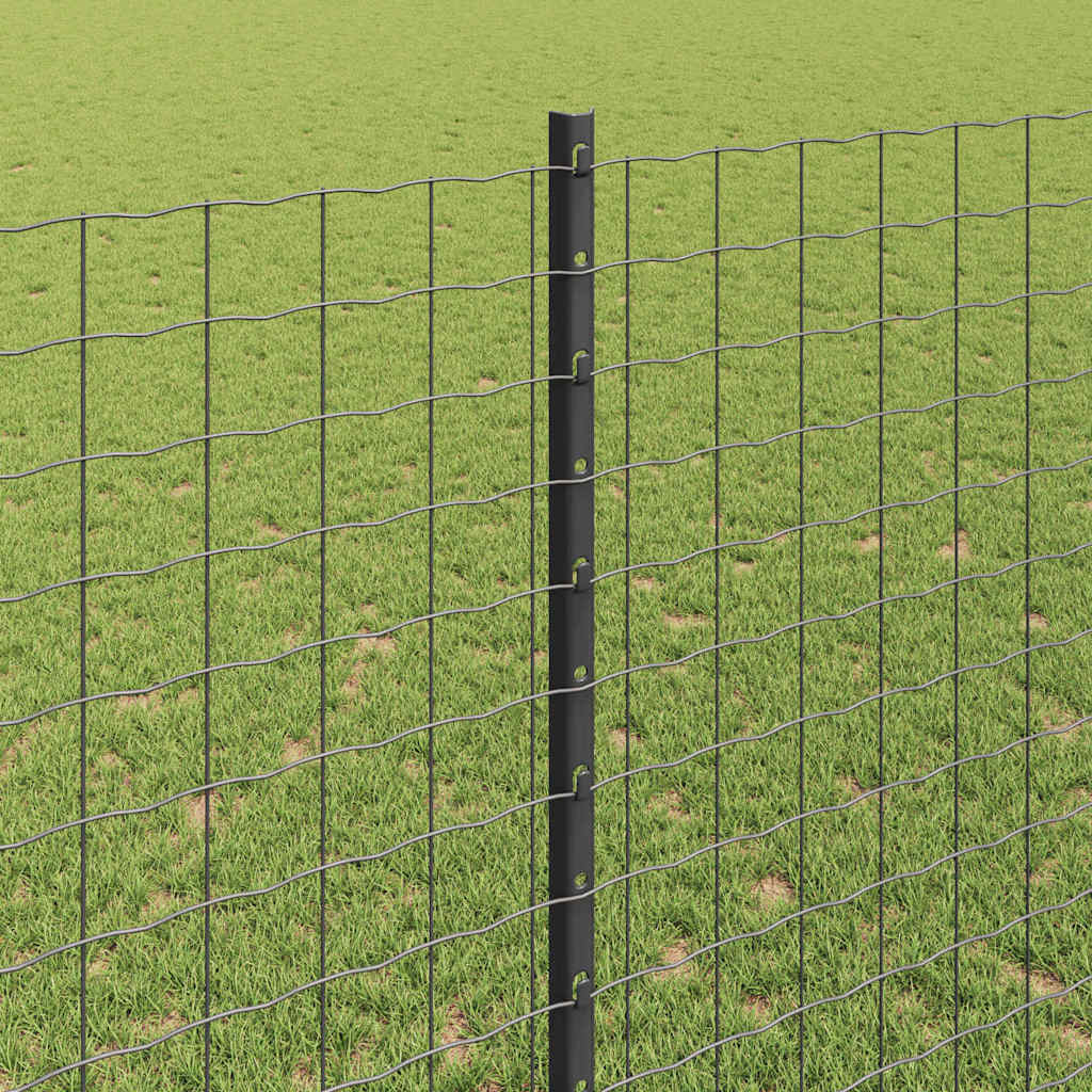 Embedded Fence Post 11 pcs Grey 180 cm Powder-Coated Steel
