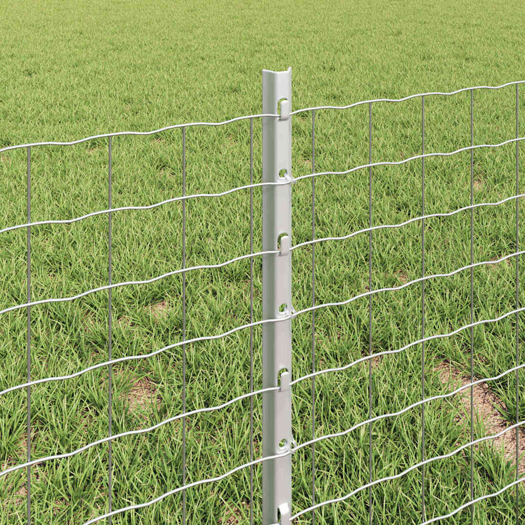 Embedded Fence Post 5 pcs Silver 80 cm Powder-Coated Steel