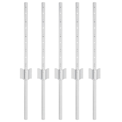 Embedded Fence Post 5 pcs Silver 80 cm Powder-Coated Steel