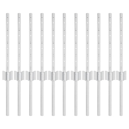 Embedded Fence Post 11 pcs Silver 80 cm Powder-Coated Steel