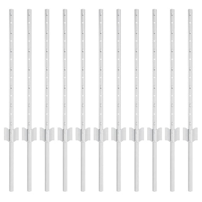Embedded Fence Post 11 pcs Silver 100 cm Powder-Coated Steel