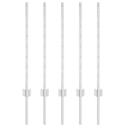 Embedded Fence Post 5 pcs Silver 120 cm Powder-Coated Steel