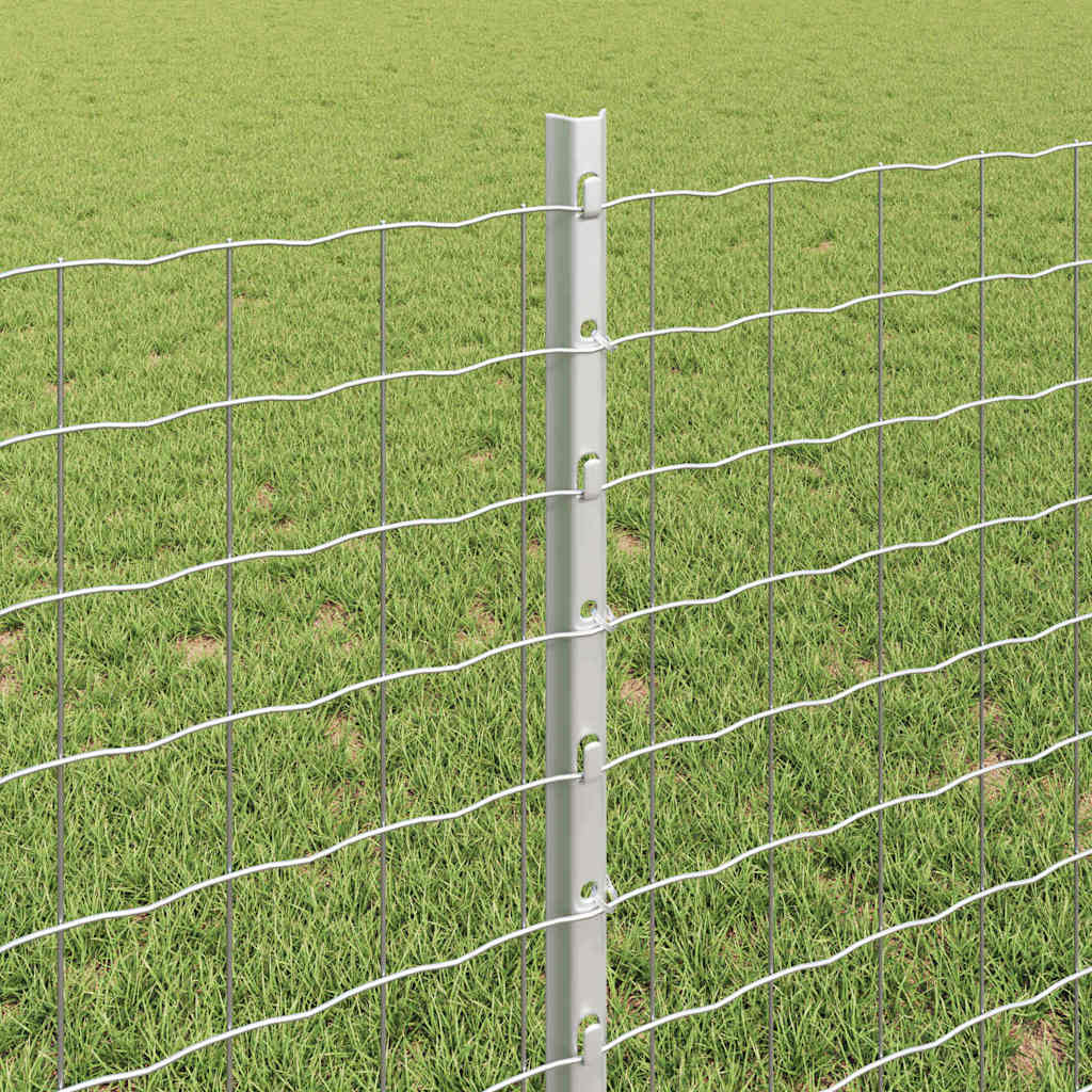 Embedded Fence Post 11 pcs Silver 120 cm Powder-Coated Steel