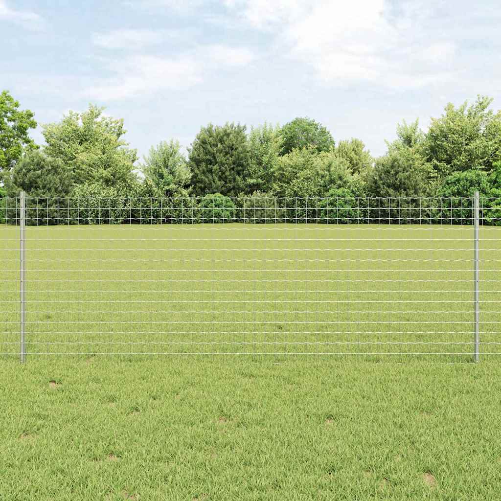 Embedded Fence Post 11 pcs Silver 120 cm Powder-Coated Steel