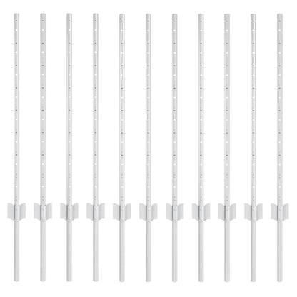 Embedded Fence Post 11 pcs Silver 120 cm Powder-Coated Steel